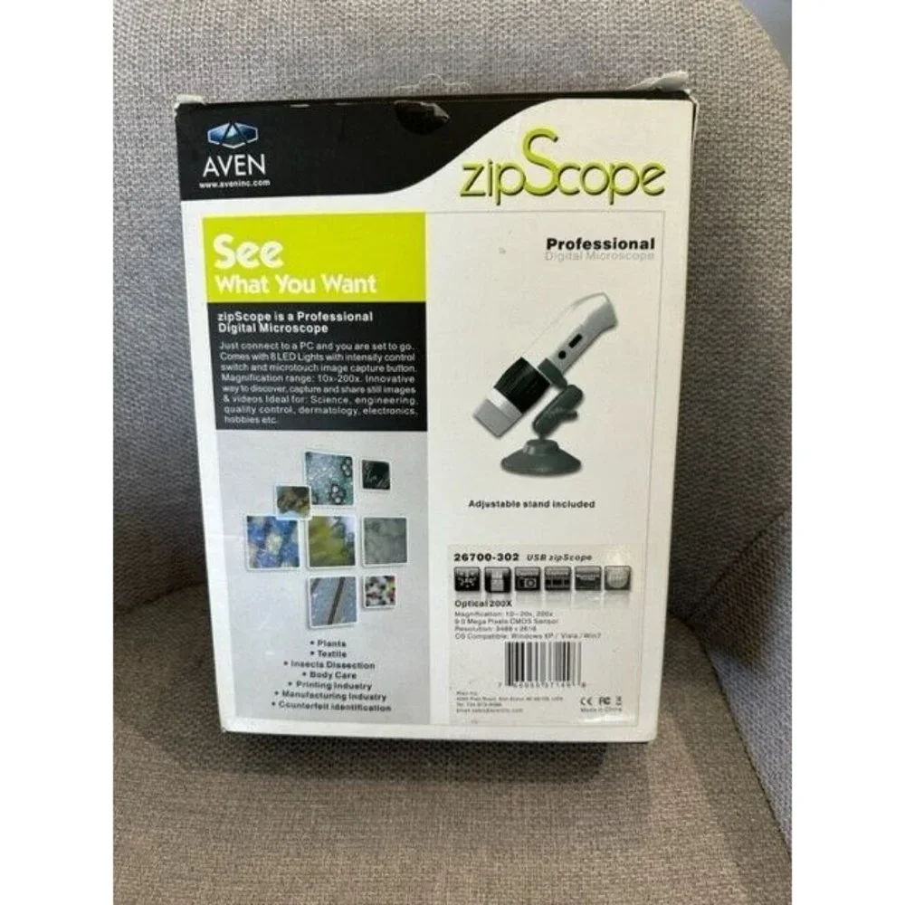 Aven 26700-302 ZipScope USB Digital Microscope 9.0 Mega Pixel 200x Windows New